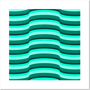 Op Art Aqua Green Posters and Art